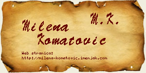 Milena Komatović vizit kartica